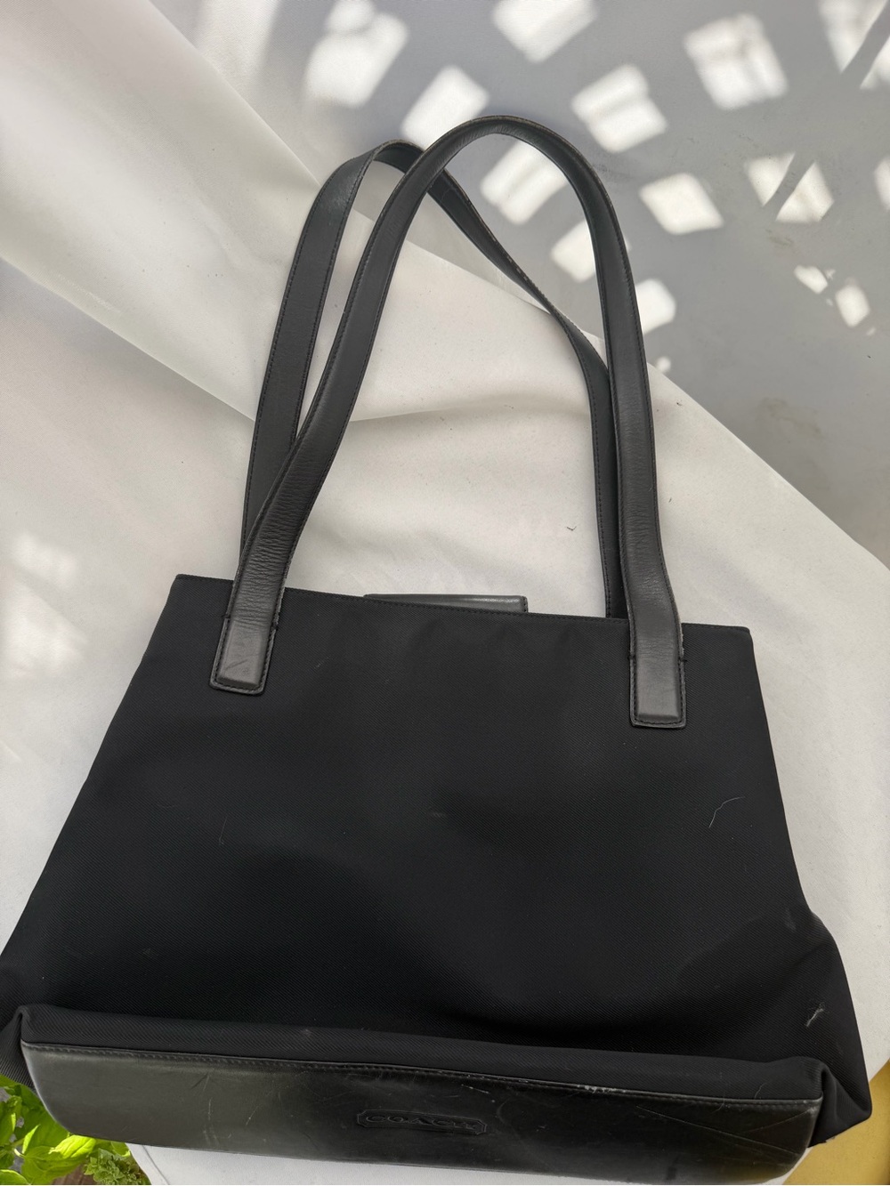 Vintage Coach 7402 Black Nylon Leather Tote Shoulder Bag 1999 Y2K